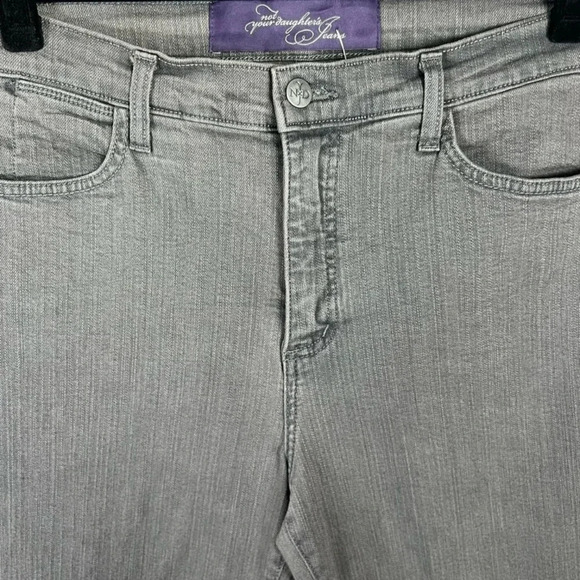 NYDJ Womens Flare Jeans Gray High Rise Stretch Embellished Made in USA 12 Petite - Picture 3 of 12